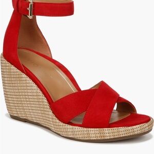Vionic Red Marina Ankle Strap Wedge Sandals